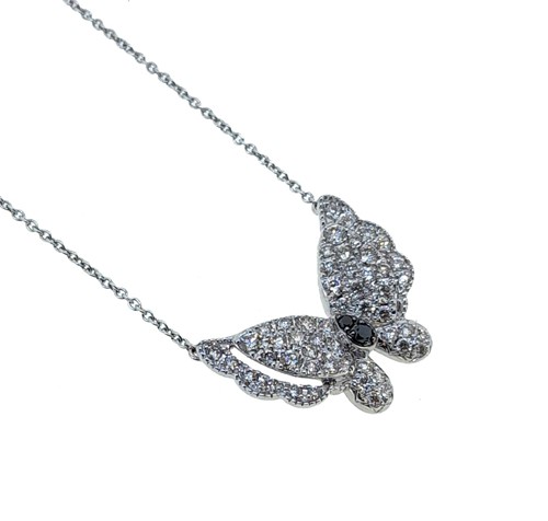 Lot 189 - A diamond set butterfly necklace