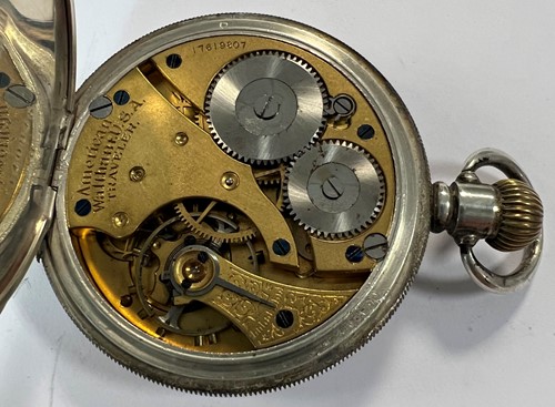 Lot 266 - American Waltham Watch Co, Waltham - A Sterling silver open faced 'Traveller' pocket watch