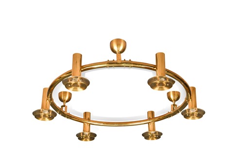 Lot 209 - Attributed to Holger Johansson for Westal, a brass ceiling light