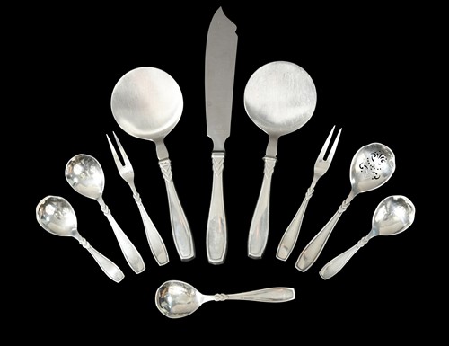 Lot 81 - A small collection of Danish metalwares Rex pattern cutlery by Horsens Sølvvarefabrik