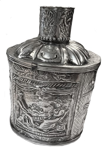Lot 412 - A (probably) early 20th century Dutch metalwares silver tea caddy