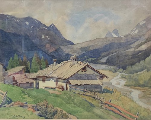 Lot 393 - F. de Thierry Alpine landscape signed 'F. de...