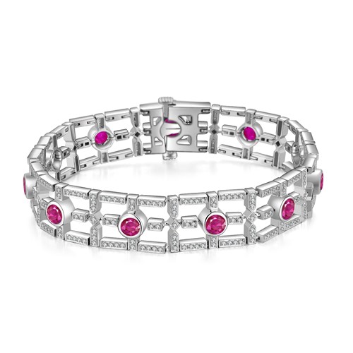 Lot 238 - A modern ruby and diamond bracelet