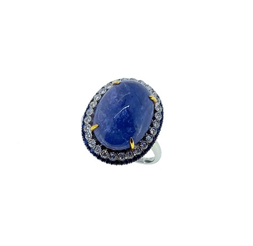 Lot 244 - A modern tanzanite, diamond and sapphire ring