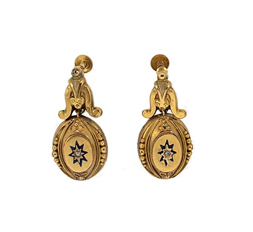 Lot 83 - A pair of Victorian ear pendants