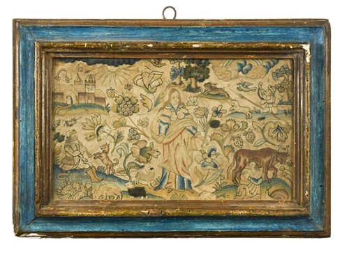 Lot 269 - An English stumpwork panel,  17th century