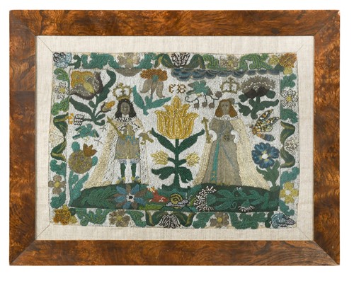 Lot 267 - An English beadwork panel, late 17th century