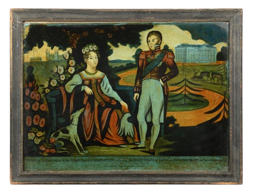 Lot 253 - Prince Leopold and Princess Charlotte, a reverse glass mezzotint, 19th century