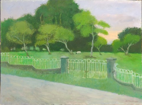 Lot 351 - Martin MacKeown (1941-), Grazing sheep, signed...