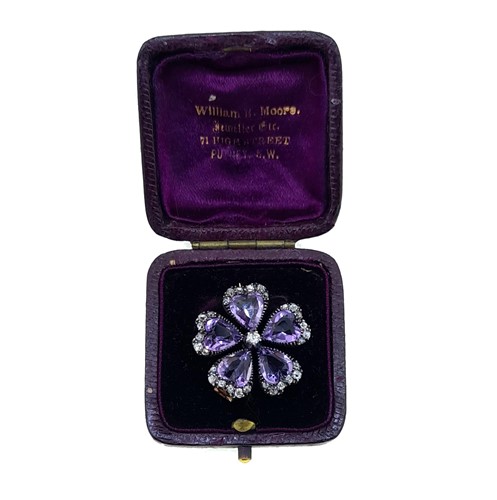 Lot 66 - A late Victorian amethyst and diamond pansy brooch
