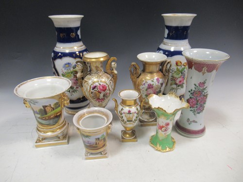 Lot 31 - A large pair of French Paris porcelain vases,...