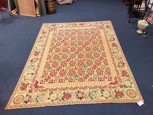 Lot 599 - An English needlepoint floor covering, 302 x...