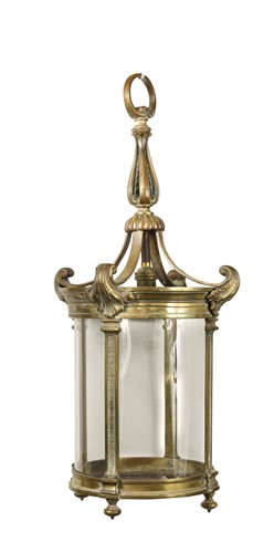 Lot 342 - A neoclassical style brass hall lantern, 20th century