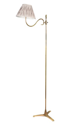 Lot 378 - A bronze swan-neck standard reading lamp, late 20th century