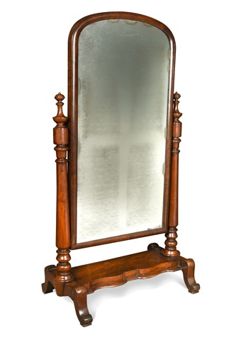 Lot 524 - An early Victorian mahogany cheval mirror