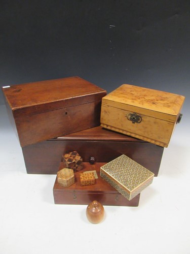 Lot 83 - Four Victorian wooden boxes, including one...