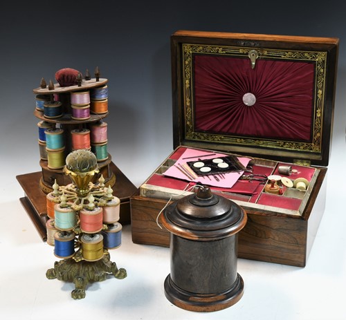 Lot 560 - A Victorian rosewood fitted sewing box