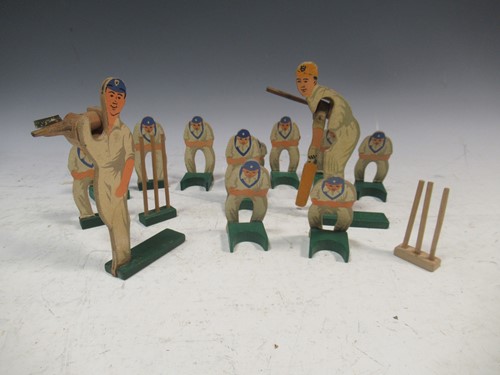 Lot 102 - An English transfer printed wooden cricket...