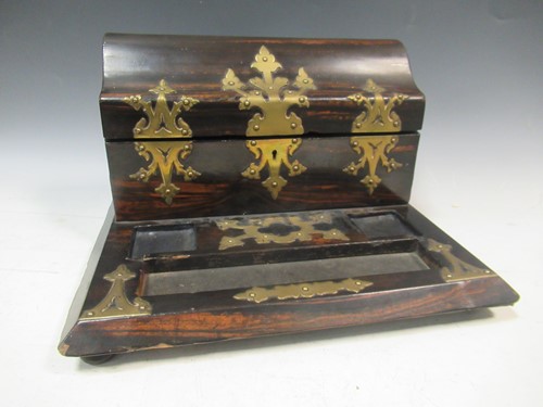 Lot 40 - A Victorian Gothic brass bound coromandel desk...