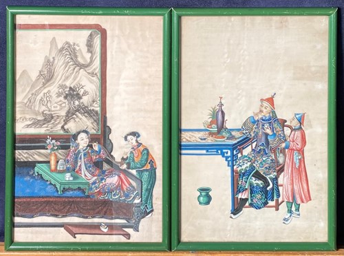 Lot 101 - A pair of Chinese export pith paintings