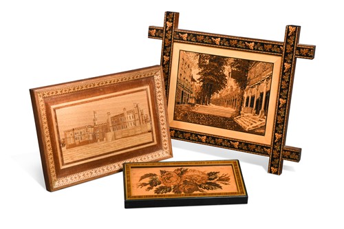 Lot 582 - A Tunbridgeware panel picture