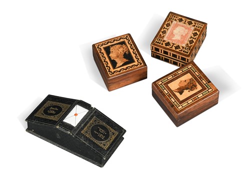 Lot 578 - Three Tunbridgeware stamp boxes