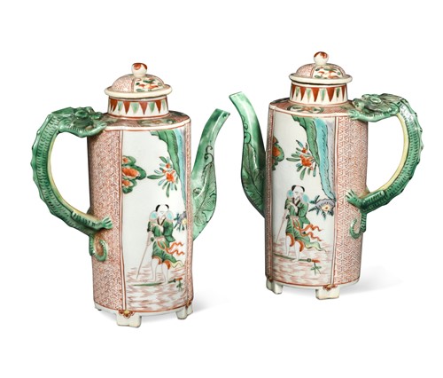 Lot 113 - A pair of Japanese porcelain wine pots, early 20th century