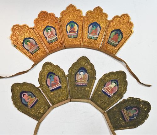 Lot 130 - A Tibetan five-panel llama crown, 19th century