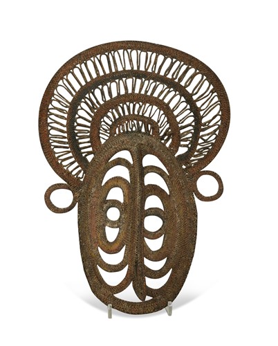 Lot 135 - A Papua New Guinea, Abelam, painted basketry old yam mask