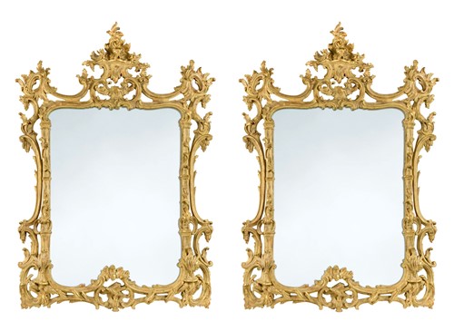 Lot 348 - A pair of painted and gilded wall mirrors, 20th century
