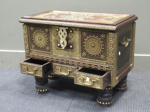 Lot 409 - A 20th century Zanzibar mule chest, 50 x 66 x...