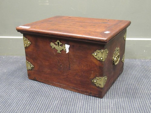 Lot 410 - A colonial brass mounted small coffer,...