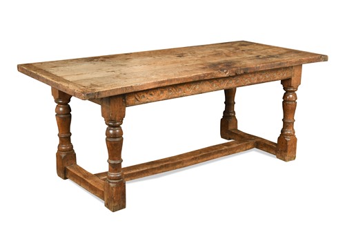 Lot 237 - An oak refectory table, 20th century