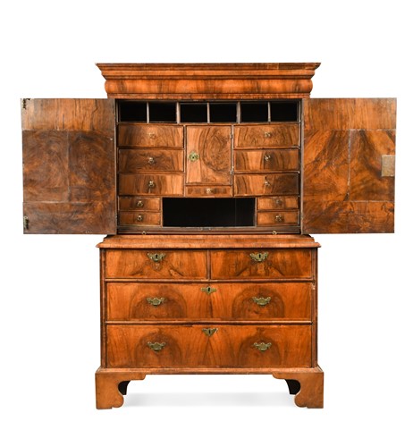 Lot 273 - A George I walnut cabinet on chest