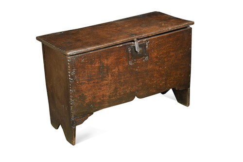 Lot 256 - An oak six plank chest, 17th century