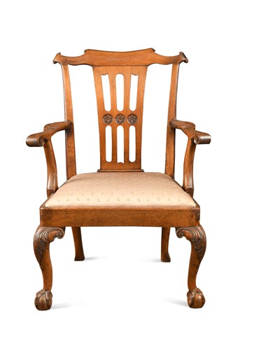 Lot 325 - A fruitwood open armchair, 18th century