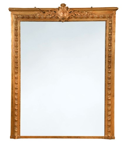 Lot 494 - A French rectangular giltwood overmantel mirror, 19th century