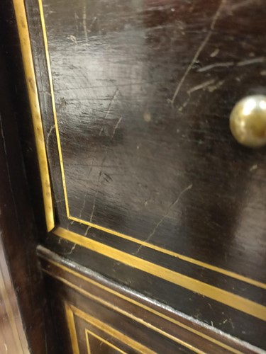 Lot 513 - A brass line inlaid Wellington chest stamped Edwards & Roberts, late 19th century