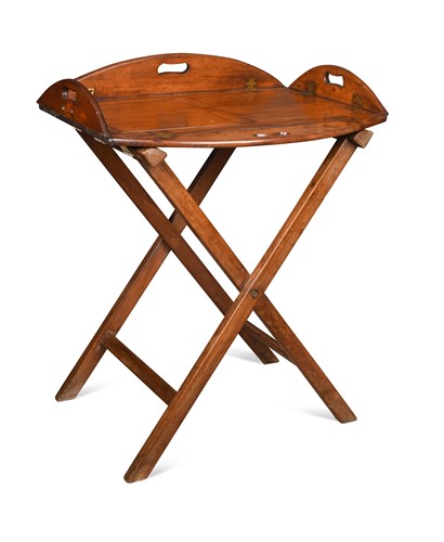 Lot 412 - A mahogany butler's tray on stand, 19th century