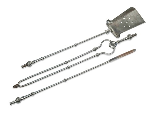 Lot 462 - A set of George III polished steel fire irons