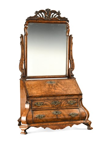 Lot 282 - A Dutch style walnut dressing table mirror, early 20th century