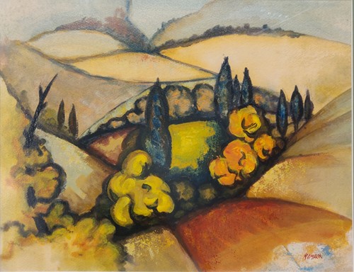 Lot 241 - Romarin, trees in a hilly landscape, signed to...