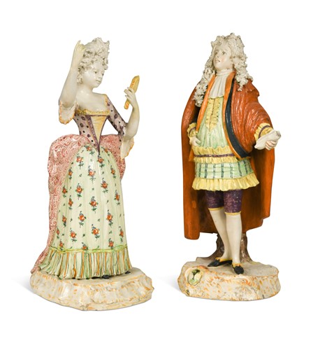 Lot 527 - A large pair of Cozzi Commedia Del Arte Figures