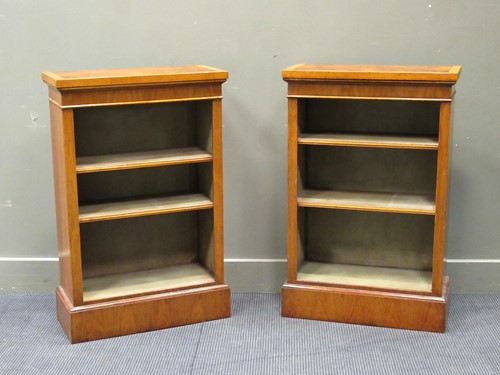 Lot 496 - A pair of reproduction walnut bookcases 97 x...