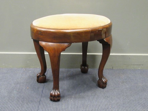Lot 465 - A George II style oval mahogany frame stool...