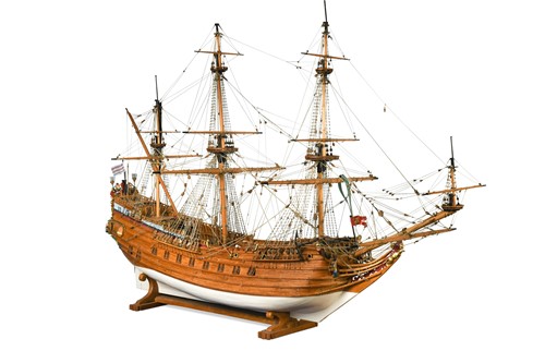 Lot 429 - A large scale wooden model of the Dutch East Indiaman 'Prince Willem', 20th century