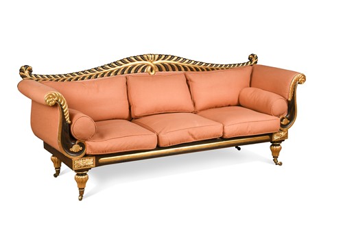 Lot 456 - A Regency simulated rosewood and parcel-gilt frame sofa