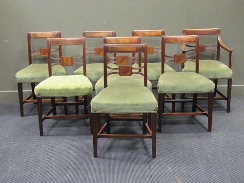 Lot 523 - A set of six late George III mahogany dining chairs