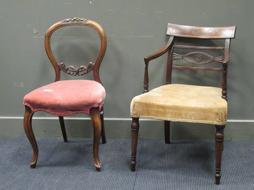 Lot 480 - A Regency mahogany open armchair and a...