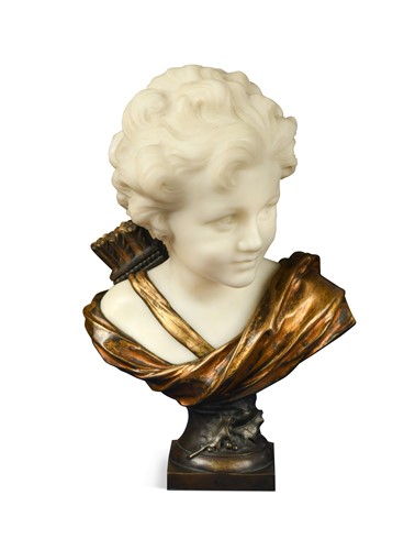 Lot 434 - After Agathon Leonard (1841-1923), a marble and bronze bust of Cupid